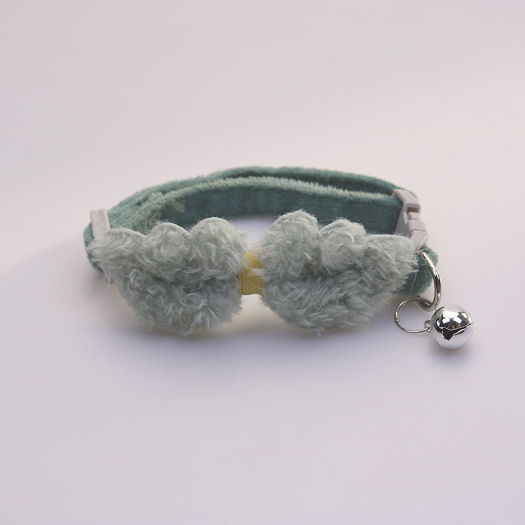 Mokka - Cute Plush Bow Detail Cat Collar with Bell