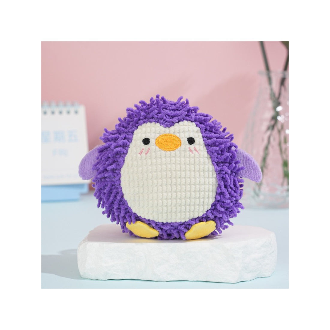 Back view of Petkin Shaggy Animal Friend dog toy showing tail and plush fabric