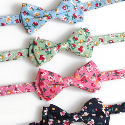 Mokka floral bowtie cat collar with bell view 10