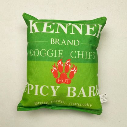 Petkin Chips Shape Dog Toy in yellow and white colors on a white background
