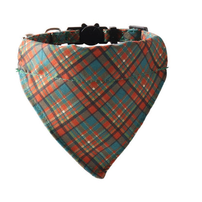 Mokka Plaid Breakaway Cat Collar with metal ring for attaching tags or accessories