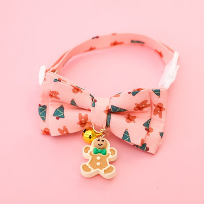 Christmoo - Adjustable Christmas Print Bow Tie Cat Collar