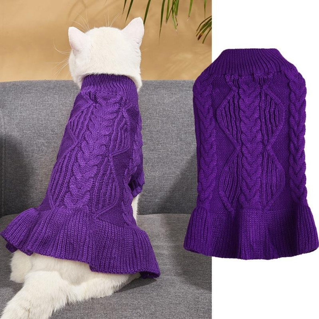 Ozzie - Ruffle Hem Pet Sweater Dress