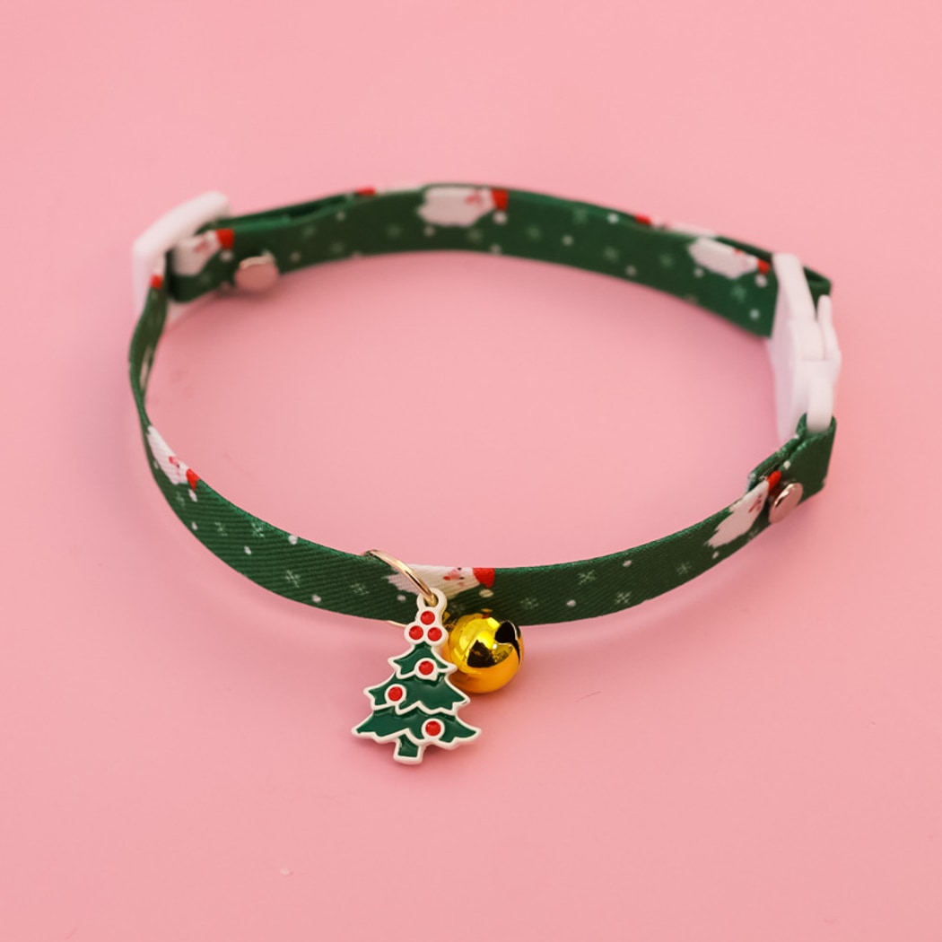 Christmoo - Christmas Bell Charm Cartoon Print Cat Collar