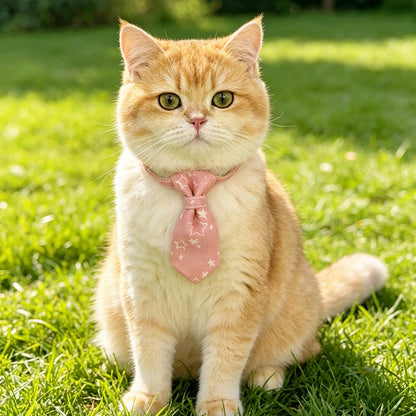 Mokka - Star Print Tie Style Cat Neck Collar