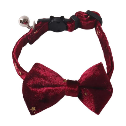 Mokka Velvet Star Bow Collar laid out to show full length and star details