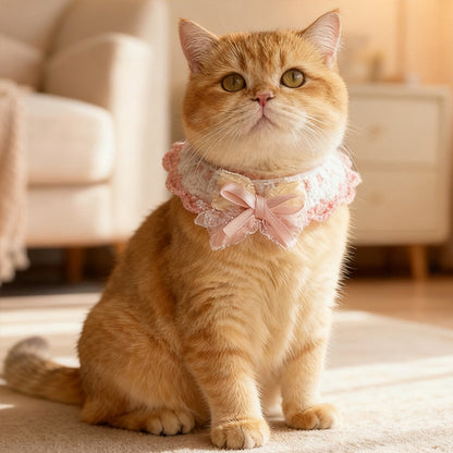 Mokka - Princess Style Lace Bow Cat Collar
