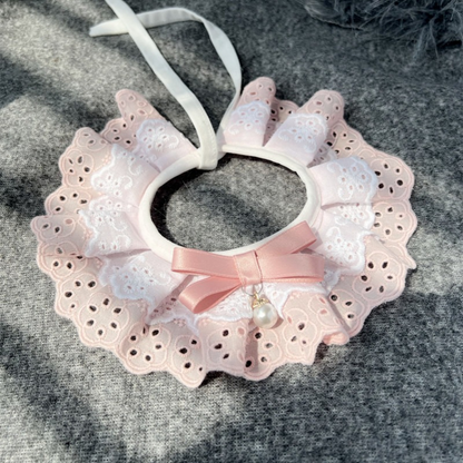 Mokka - Floral Scalloped Bow Bib Pet Neckwear
