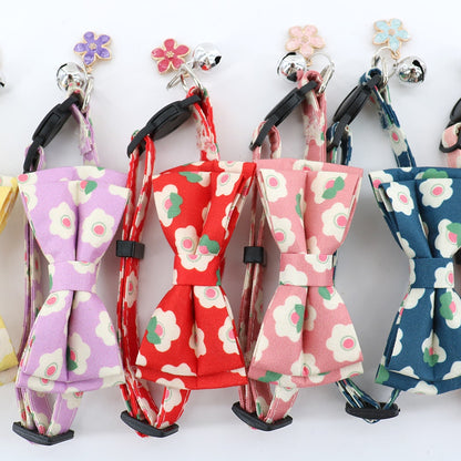 Mokka - Romantic Floral Bow Tie Cat Collar