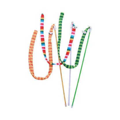 Moo - Fuzzy Striped Wand Cat Toy