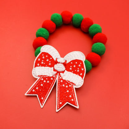 Christmoo - Christmas Bow Pom Pom Cartoon Cat Collar