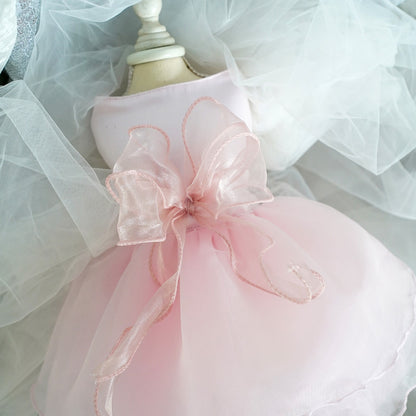 Ozzie - Elegant Layered Bow Detail Pet Formal Dress