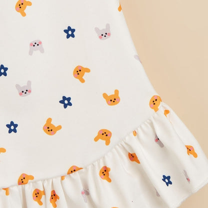 Ozzie - White Cartoon Print Pet Dress