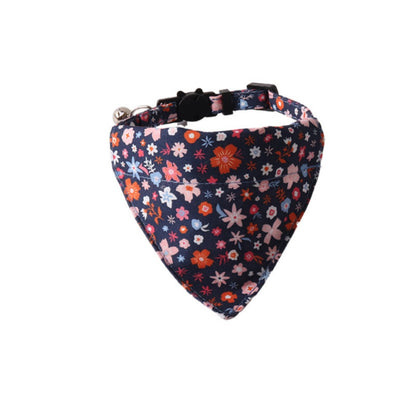 Mokka floral cat bib with bell displayed on a white background