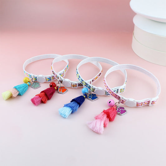 Mokka - Patterned Cat Collar with Tassel Accent