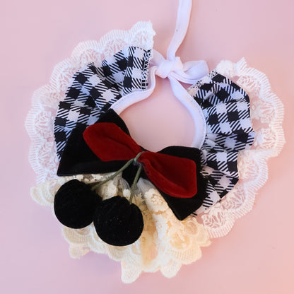 Mokka - Plaid Lace Bow Cat Collar Collar