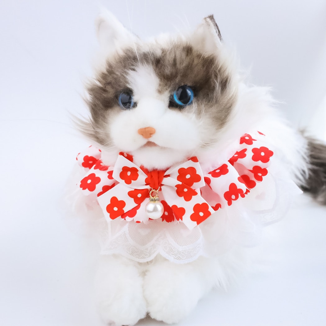 Mokka - Scalloped Lace Floral Bow Tie Cat Collar