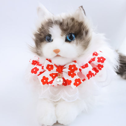 Mokka - Scalloped Lace Floral Bow Tie Cat Collar