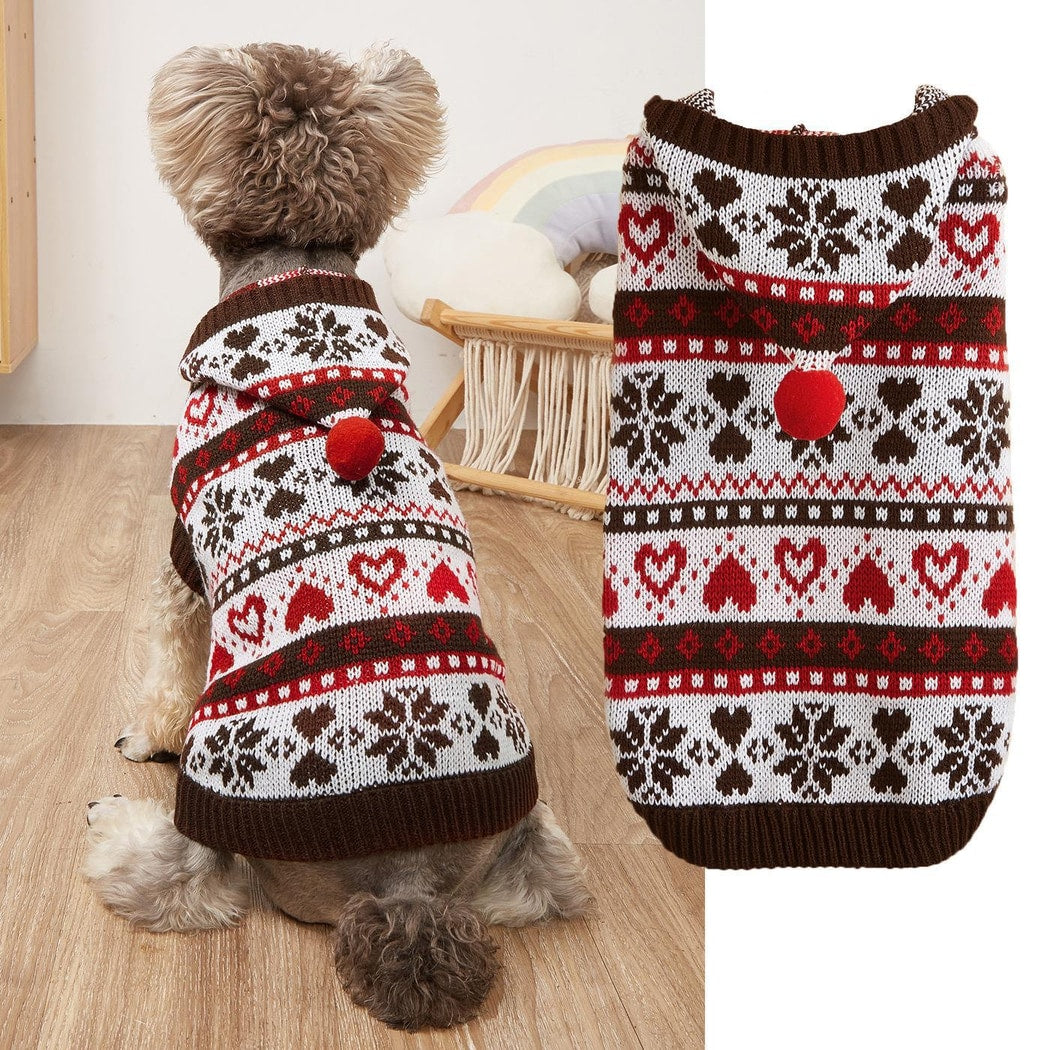 Ozzie - Heart Snowflake Knit Look Pet Sweater