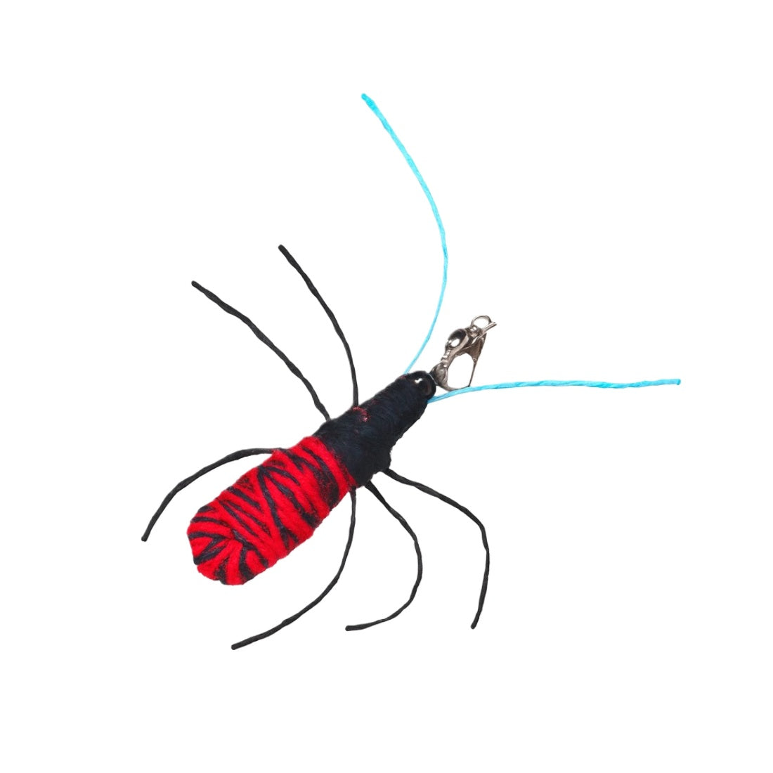 Close-up of colorful spider refill attachment showing detailed legs and bright orange body