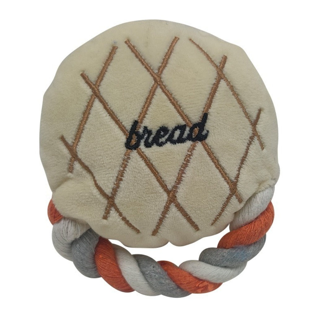 Petkin Bread Rope Plush Toy in a twisted rope shape with bread design