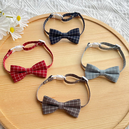 Mokka - British Plaid Bow Tie Cat Collar