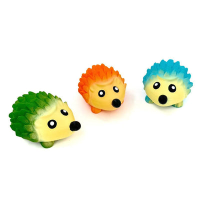 Close-up of Petkin squeaky hedgehog dog toy showing textured surface