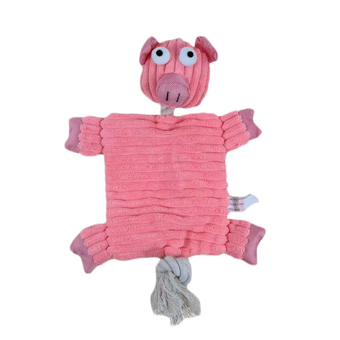 Petkin Pig Rope Plush Dog Toy with pig head and twisted rope legs