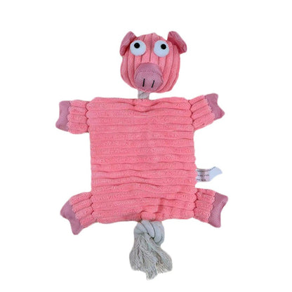 Petkin Pig Rope Plush Dog Toy with pig head and twisted rope legs