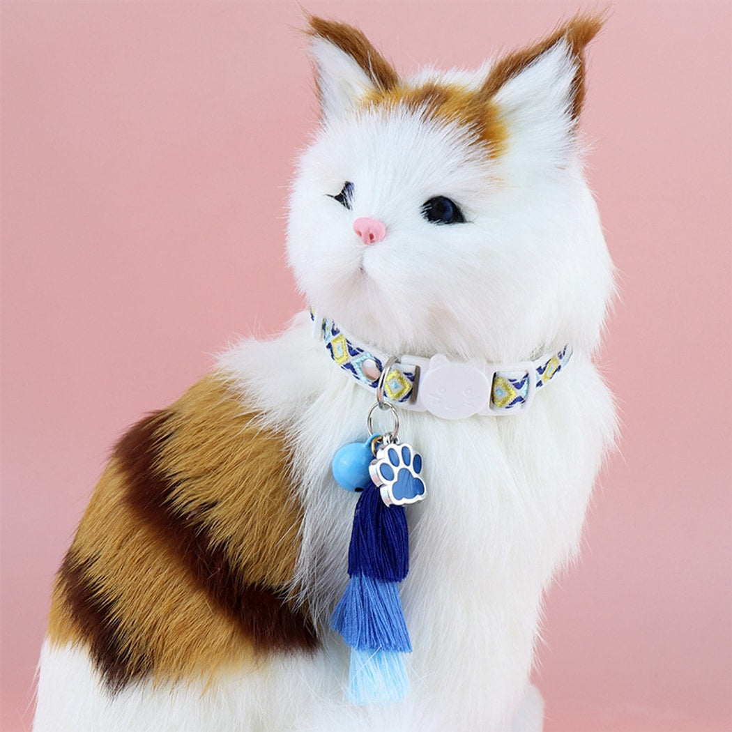 Mokka - Patterned Cat Collar with Tassel Accent