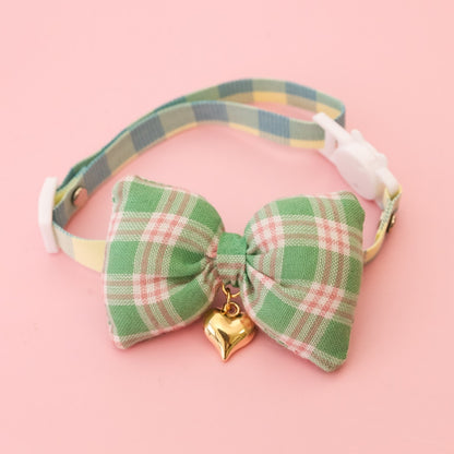 Mokka - Plaid or Polka Dot Bow Bell Pet Collar