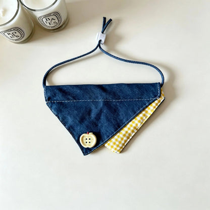 Mokka - Check Button Detail Bib Pet Neckwear