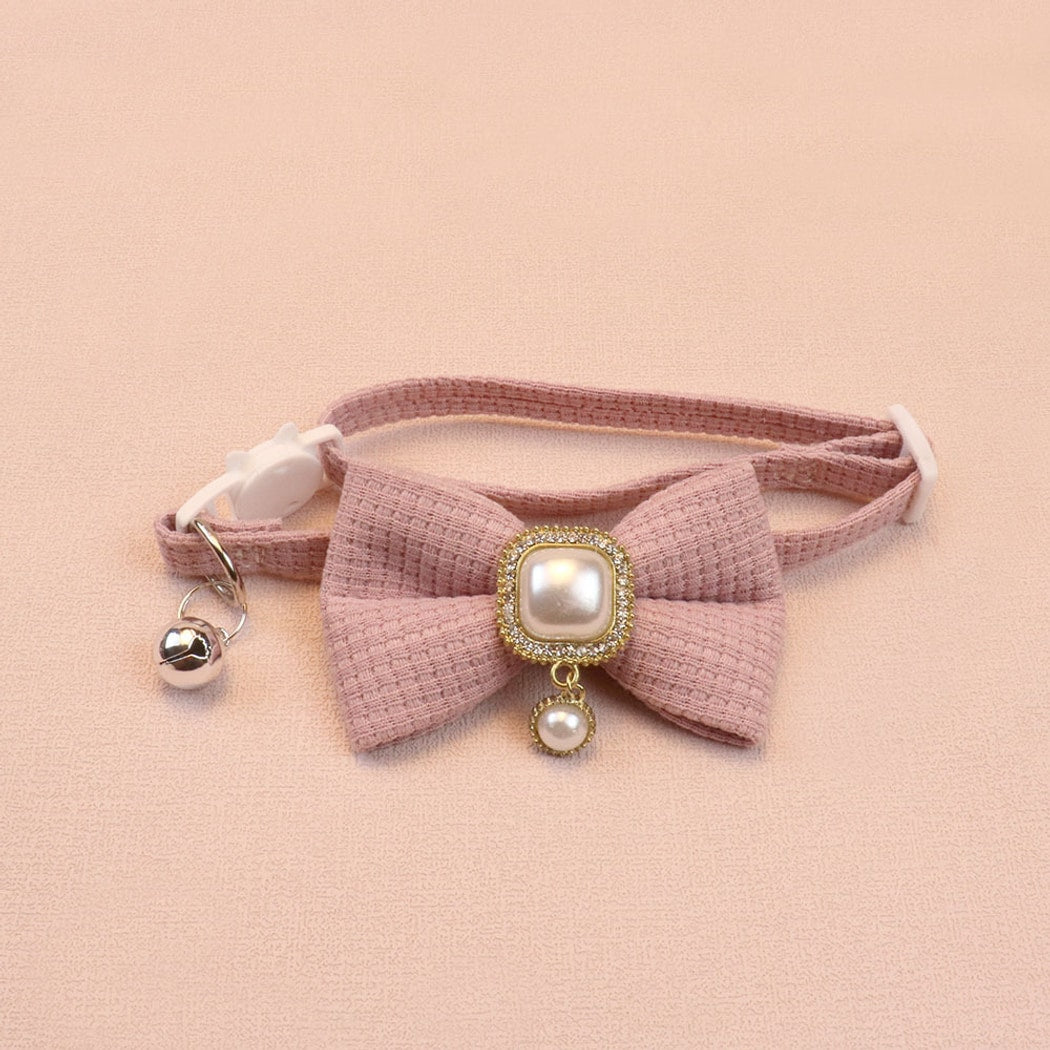 Mokka - Chic Solid Color Bow Cat Collar