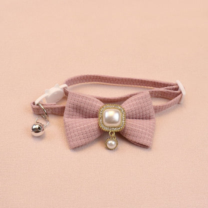 Mokka - Chic Solid Color Bow Cat Collar
