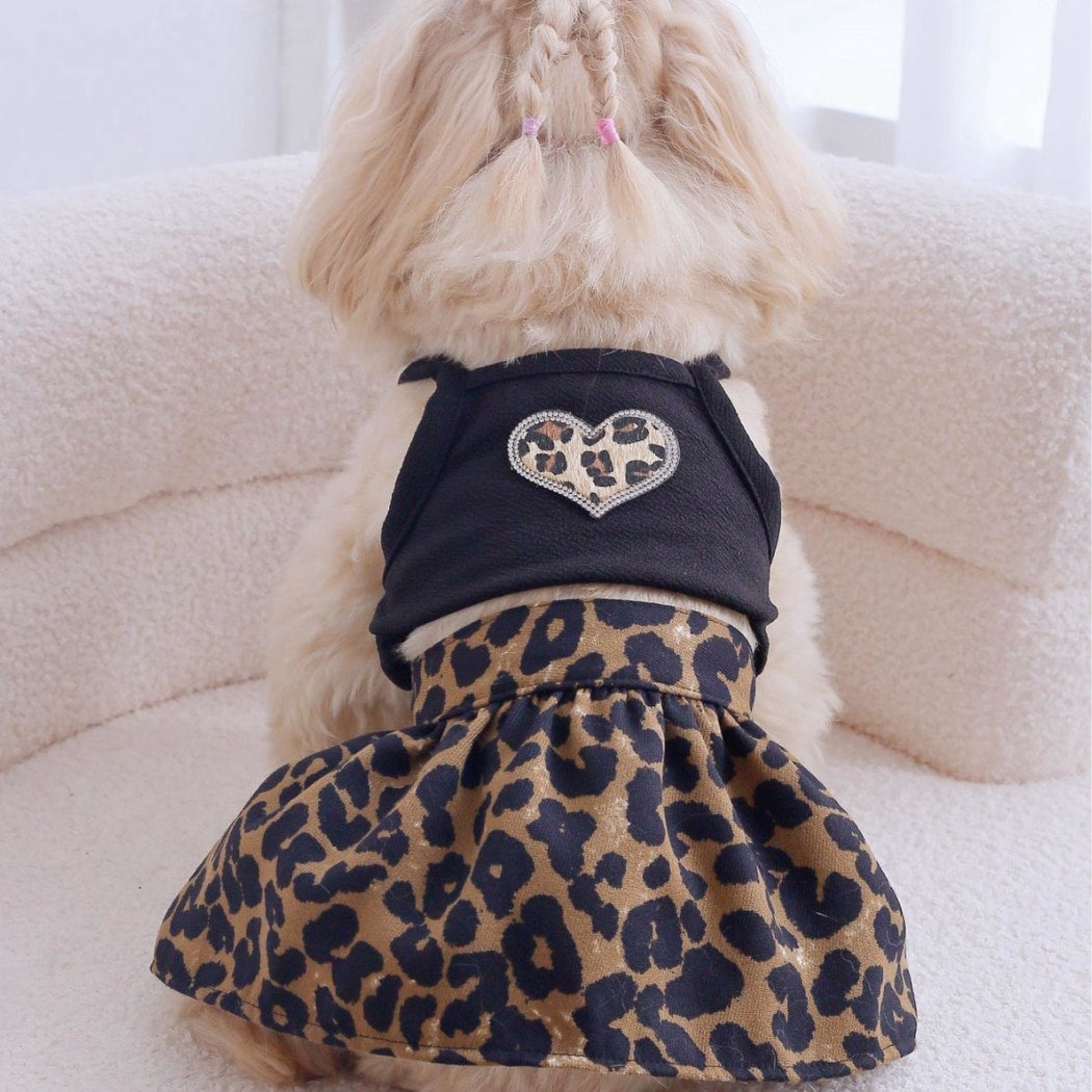 Ozzie - Heart Detail Leopard Print Pet Dress