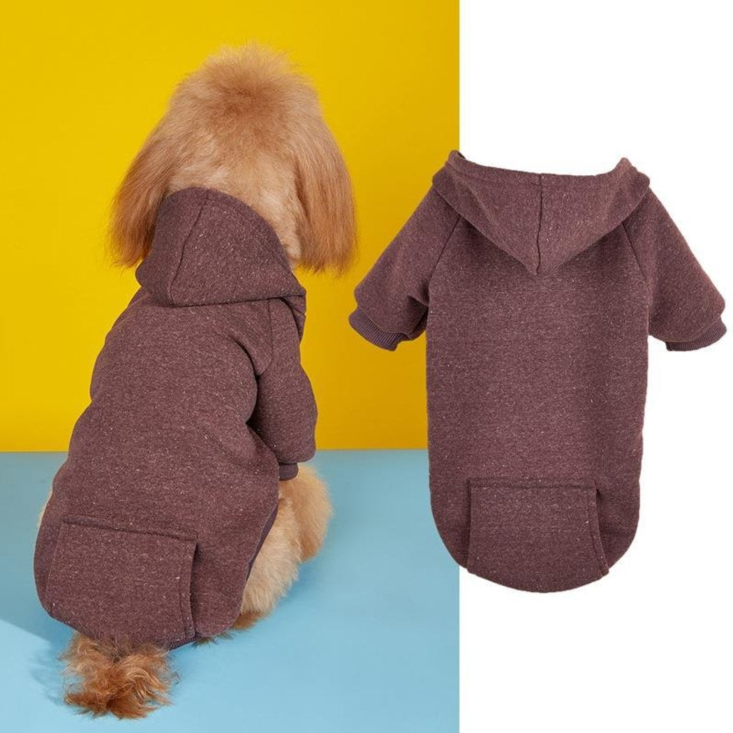 Ozzie - Pocket Detail Marled Dog Hooded Sweatshirt