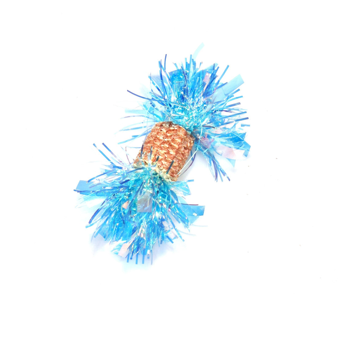 Close-up of Moo Sparkle Tinsel Cat Toy showing reflective tinsel details