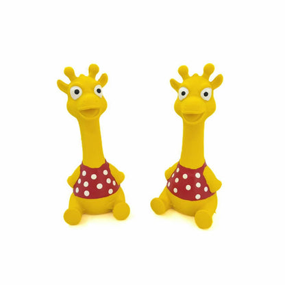 Petkin – Giraffe Squeaky Dog Toy in Red Polka Dots