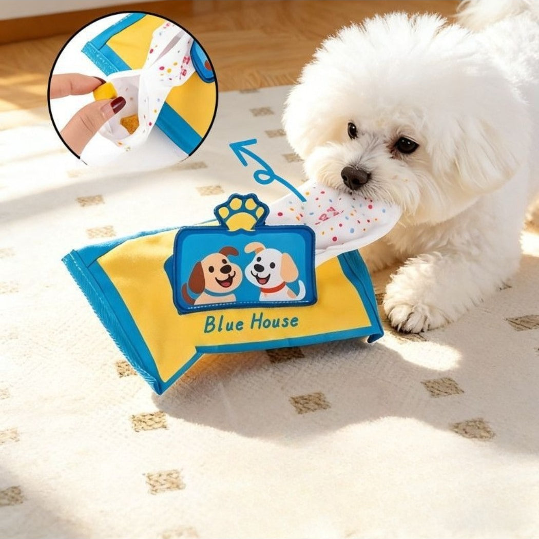 Close-up of Petkin Treat Pocket Crinkle Dog Toy showing crinkle fabric detail