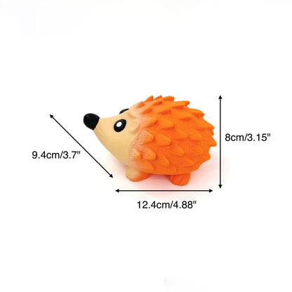 Petkin squeaky hedgehog dog toy side view on plain white background