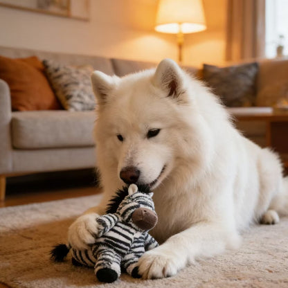 Petkin - Zebra Shaped Squeaky Plush Dog Toy