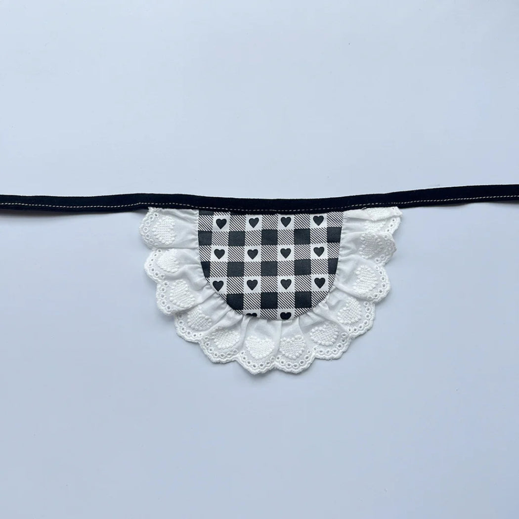Mokka - Heart-Check Scalloped Trim Pet Neckwear