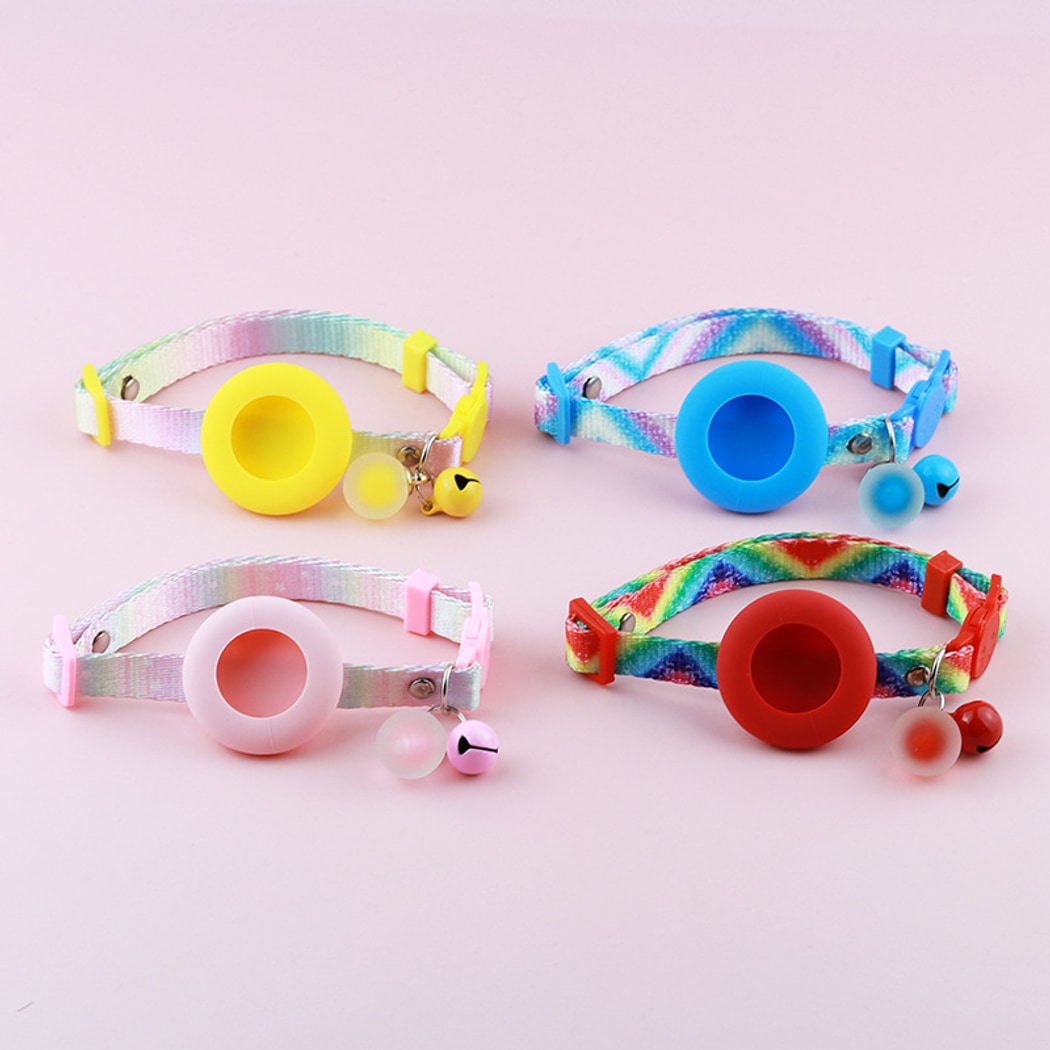Mokka - Striped AirTag Holder Cat Collar with Bell