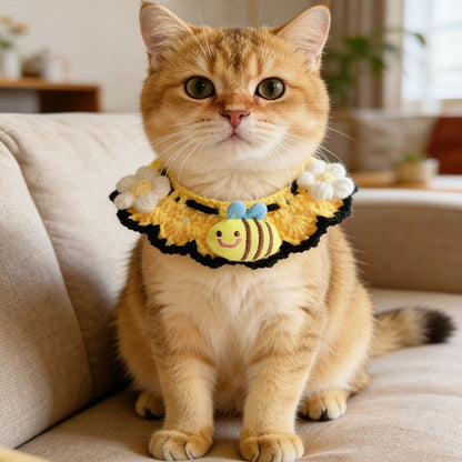 Mokka - Bee Scalloped Knit Look Cat Collar