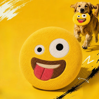 Petkin Yellow Face Plush Dog Frisbee