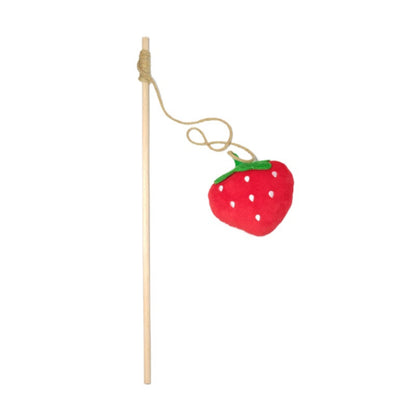 Moo - Strawberry Plush Wand Cat Toy