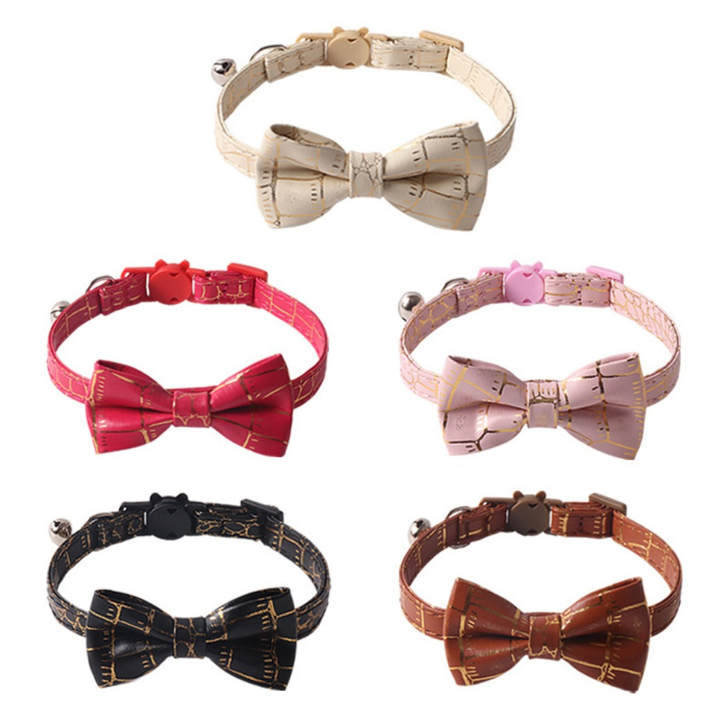 Mokka elegant bow tie cat collar displayed on a white background