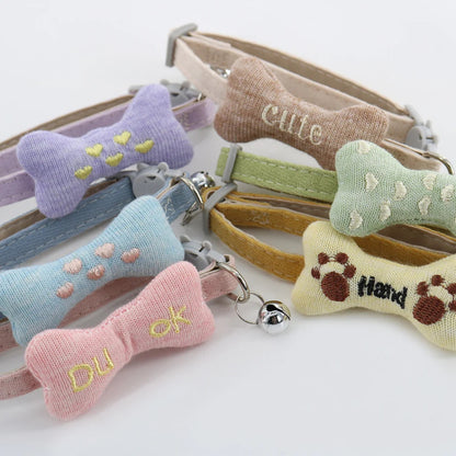 Mokka - Purple Bone Cat Collar with Bell