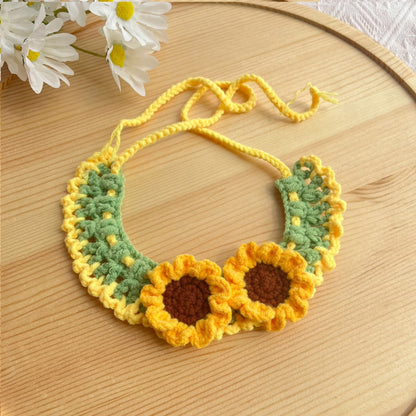 Mokka - Sunflower Crochet Tie-On Cat Collar