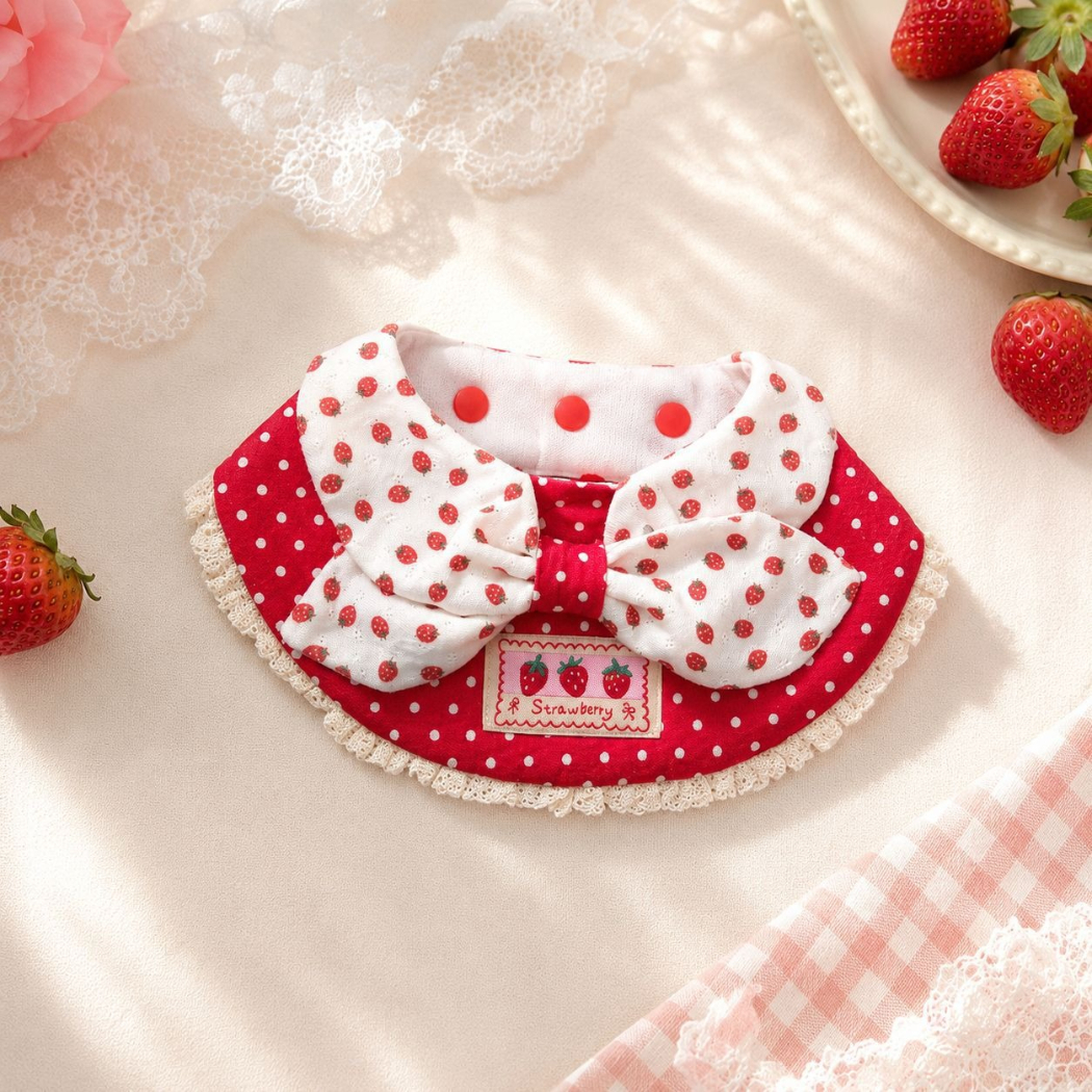 Mokka - Strawberry Lace Bib Pet Neckwear